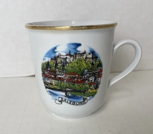 Salzburg Souvenir Coffee Cup Gold Rim 6 Ounces - Picture 1 of 9