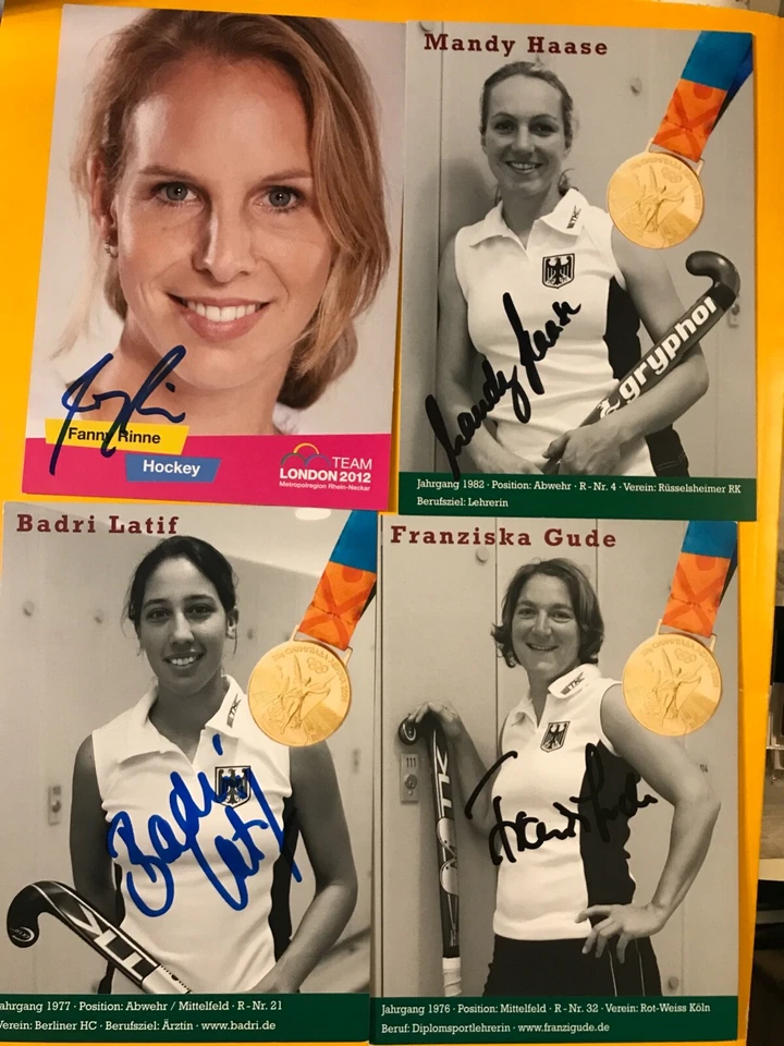 4 Autogramme Hockey OLYMPIASIEG Fanny RINNE Franziska Gude Mandy Haase Latif xyz - Bild 1 von 1