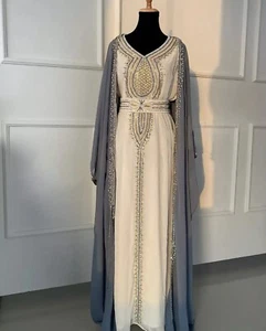 Long New Moroccan Dress Hand Work Dubai Stylish Abaya Farasha Kaftan Gown - Picture 1 of 4