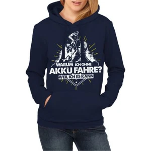 Frauen Kapuzenpullover Fahrrad Bike Ohne Akku weil ich es kann e-bike Sprüche - Bild 1 von 4