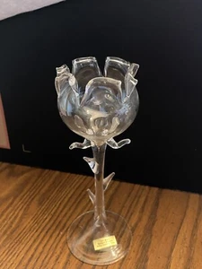 hand made rose glass art glass. Roland Durand France. 7 inches - Picture 1 of 6
