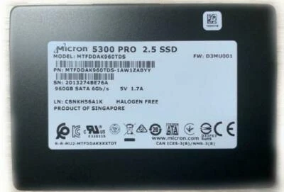 960GB Micron 5300 PRO SSD SATA 3 6G 2.5" Server Data Center SSD MTFDDAK960TDS - Image 1 of 4