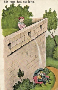 Vintage Postcard - 'All Blessing Comes from Above'- Toilet Peeing Humor 1910s - Picture 1 of 2