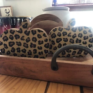 Herbst Leopard Gepard Tiermotiv Kürbis Holz Schild Tier Tablett Wohndeko modern - Bild 1 von 8