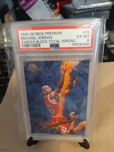 1995-96 Skybox Premium Michael Jordan Career Block Total Wrong #15 PSA 6 EX - MT - Picture 1 of 5
