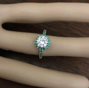 Atemberaubender 2 Karat Topas und Smaragd Quarz Dinner Ring, geprüftes Silber - Bild 1 von 12