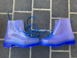## JELLY BEAN GUMBOOTS RETRO COLOURFUL LACE UP BOOTS GIRLS WOMENS BLUE Sz US 6 # - Picture 1 of 4