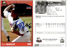 Ryan McKeller Signed 2005 Choice Tri-City ValleyCats #10 Card Auto