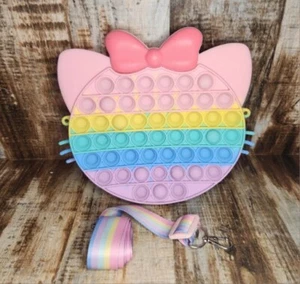 Hello Kitty Crossbody Pop-It Bubble Purse Rainbow Cat Bow Silicone Bag - Picture 1 of 6