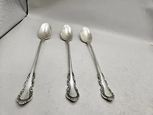 3 GEORGIAN ROSE- REED & BARTON  STERLING ICE TEA SPOONS(S) Set Of 3 No Monogram  - Picture 1 of 11