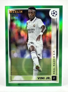 2022-23 Topps Merlin UEFA Cromo VINI JR REFRACTOR VERDE NEÓN/99 REAL MADRID - Imagen 1 de 2
