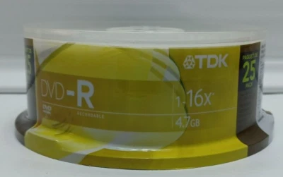 DVD-R 25 Pack 1-16x 4.7 GB/GO NEW Sealed TDK  - Image 1 of 4
