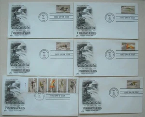 US FDC Artcraft 1991 Cuddebackville NY Angeln Fliegen SET 6 Ersttagsbrief - Bild 1 von 8