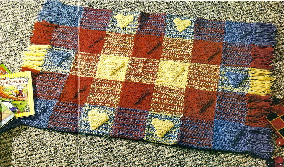 COUNTRY Patchwork Heart Rug/Decor/Crochet Pattern INSTRUCTIONS ONLY - Image 1 of 1