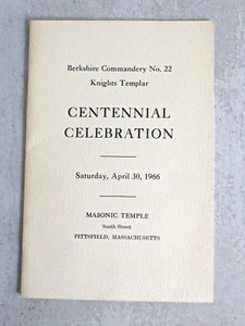 Berkshire Commandry #22 Knights Templar Centennial Celebration Pittsfield MA - Picture 1 of 5