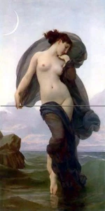 Piastrella murale sera luna ragazza nuda W.Bouguereau cucina backsplash marmo ceramica - Foto 1 di 8