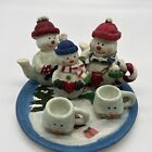 Snowman miniature tea set collectible Vintage Winter Outdoors