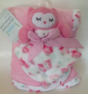 Regent Pink White Plush 30x40 Baby Blanket & Matching Kitten Lovey 2 Pc Set Foto 1 de 2