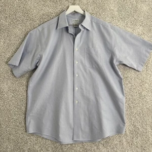 Camicia uomo LL Bean 17 REG XL tinta unita blu chiaro manica corta BD cotone - Foto 1 di 11