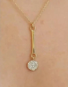 1/2Ct Round Cut Lab Created Moissanite 14k Yellow Gold Plated Cluster Pendant - Picture 1 of 5
