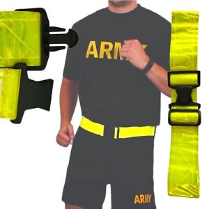 Neon Yellow Hi Vis Reflective Safety Belt US Army Military Army Running PT