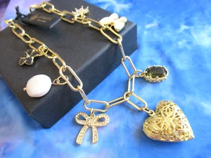 ATTERRI HEART Gold Tone Charm Pendant Necklace Heart Locket Mother's Day Gift - Picture 1 of 6