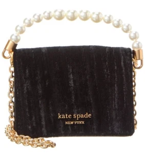 Kate Spade - GALA - Estuche para Tarjetas de Terciopelo Mango Superior Perla / Bandolera - Negro - Nuevo con Etiquetas - $148 - Imagen 1 de 10