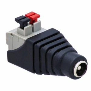 Conector DC conector hueco 5,5 mm > 2,1 mm en bloque de terminales adaptador de 2 pines terminal de presión - Imagen 1 de 10