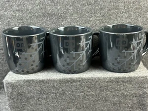 SET 3 DUNKIN DONUTS DD 2014 IRIDESCENT DARK GRAY HOLIDAY SNOWFLAKE COFFEE MUG - Picture 1 of 16
