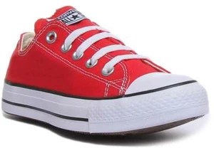 Converse All Star Ox Womens Lace Up Low Top Canvas Trainers In Red Size UK 3 - 7 - Picture 1 of 12