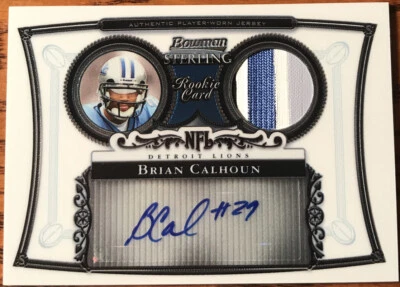 2006 Bowman Sterling Jersey Autograph Brian Calhoun BS-BC Detroit Lions - Image 1 of 2