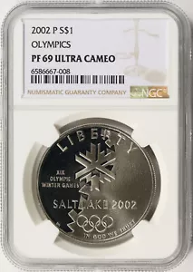 2002-P Proof Olympics Silver Dollar $1 NGC PF69 Ultra Cameo - Picture 1 of 2