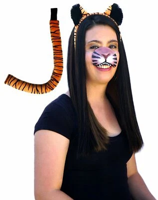 Tiger Ears Tail Nose Costume Kit Accessories Set Adult Child Kids Kid Cat Furry - Image 1 of 3