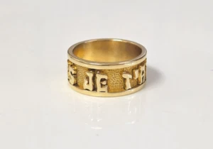 Express 14K Yellow Gold Je Taime Toujours Thick Band 9mm SZ 7.5, 7.8G - Picture 1 of 8