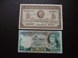 NORDIRLAND (PROVINCIAL BANK OF IRELAND). £5 +£1 (1972-1977) SUPER ZUSTAND! - Bild 1 von 5