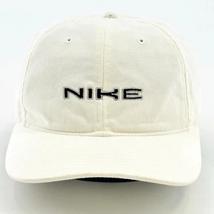 Vintage Nike Hat Cap White Script One Size Rare Font Spell Out Adjustable Y2K - Picture 1 of 7