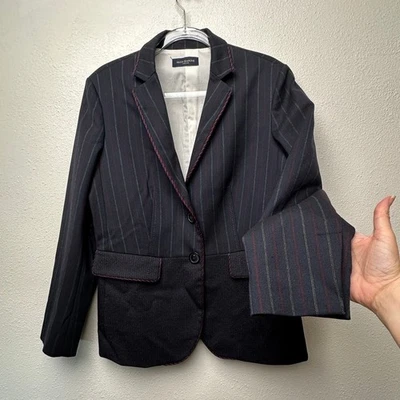 Piazza Sempione Colorblock Pinstripe Blazer Black/Red Women US 12 - Image 1 of 4