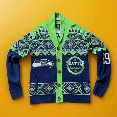 Suéter cárdigan ropa equipo NFL Seattle Seahawks - talla mediana bordado Foto 1 de 4