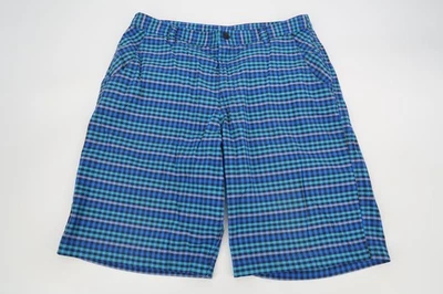 Шорты мужские Lululemon 34 синие клетчатые 11 дюймов внутренний шов эластичные бермудские для гольфа - Изображение 1 из 4