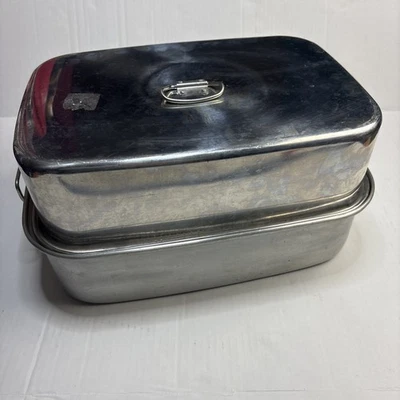 Vintage Mirro Aluminum Covered Pan Roasting Turkey Silver X-Large Cookware Vent - Image 1 of 4