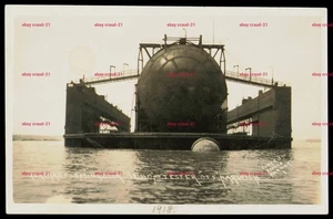 MUELLE FLOTANTE ALEMÁN PROBADOR DE UBOAT fuera de Harwich 1918 postal antigua RP - Imagen 1 de 2