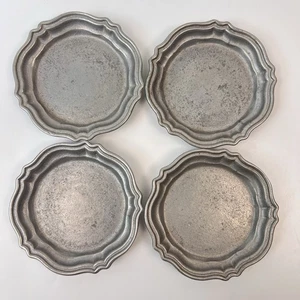 Juego de 4 posavasos vintage Oneida Cambridge Colonial de peltre Holloware Queen Anne - Imagen 1 de 7