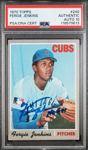 1970 Topps #240 Fergie Jenkins Signed Baseball Card Autograph W/ HOF PSA 10 Auto - Picture 1 of 2