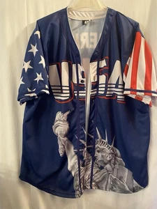 Half Multicolor ~ USA Freiheitsstatue Amerika #1 Trikot Größe 2-XL - Bild 1 von 5