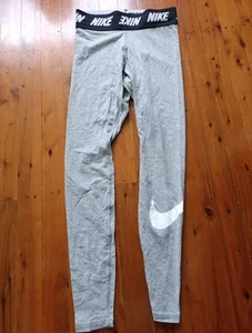 Nike Leg A See Swoosh Leggings Womens Small Grey Mid Rise Tight Ladies - Picture 1 of 3