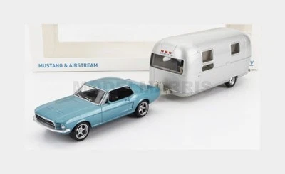 NOREV 270582 FORD USA - MUSTANG COUPE 1968 WITH AIRSTREAM CARAVAN ROULOTTE - LIG - Immagine 1 di 2