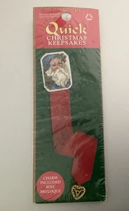 Leisure Arts Quick Christmas Keepsakes Blue Santa Ribbon Bookmark Cross Stitch - Picture 1 of 2