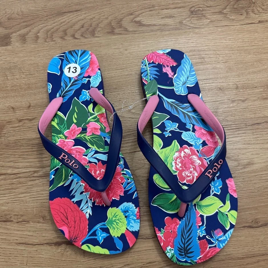 Chanclas Polo Ralph Lauren Bolt Tropicales Playa Azul Rosa Para Hombre Talla 13 NUEVAS Foto 1 de 4