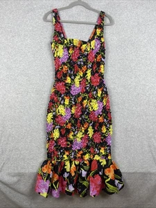 Yukiko Noritake Anthropologie Pebbled Smocked Dress Womens Size S Tropical - Picture 1 of 11