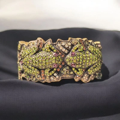 Heidi Daus Toad Ally Statement Cuff Featuring Swarovski, Amethyst, Peridot - Image 1 of 4